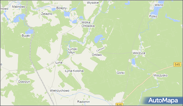 mapa Orłowo gmina Nidzica, Orłowo gmina Nidzica na mapie Targeo