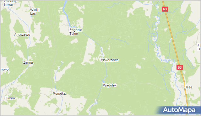 mapa Piskorzewo, Piskorzewo na mapie Targeo
