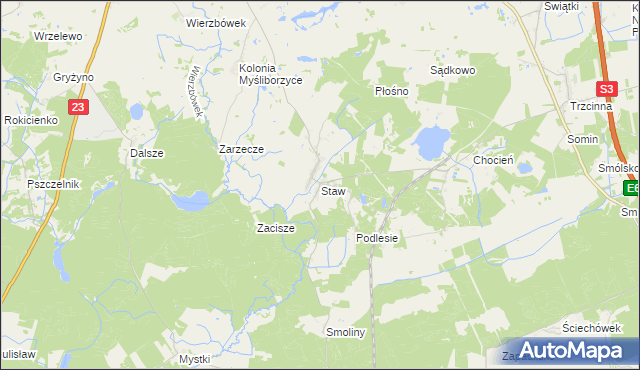 mapa Staw gmina Lubiszyn, Staw gmina Lubiszyn na mapie Targeo