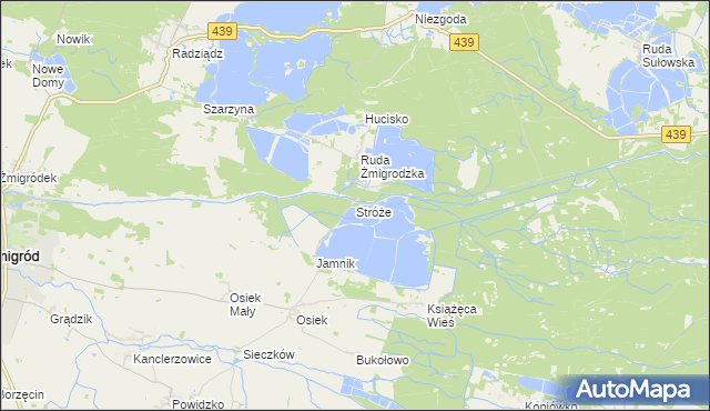 mapa Stróże gmina Żmigród, Stróże gmina Żmigród na mapie Targeo