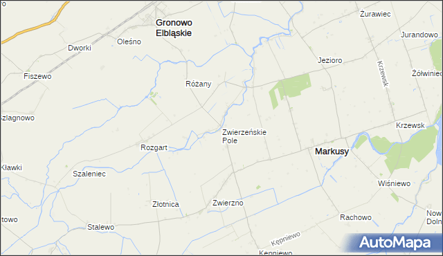 mapa Zwierzeńskie Pole, Zwierzeńskie Pole na mapie Targeo