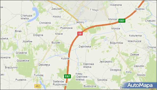 mapa Dąbrówka gmina Sieradz, Dąbrówka gmina Sieradz na mapie Targeo