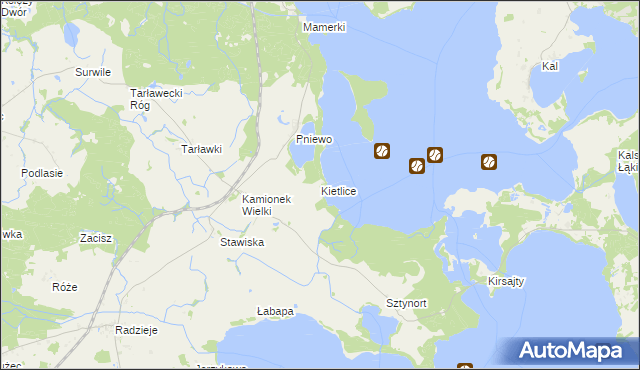 mapa Kietlice gmina Węgorzewo, Kietlice gmina Węgorzewo na mapie Targeo