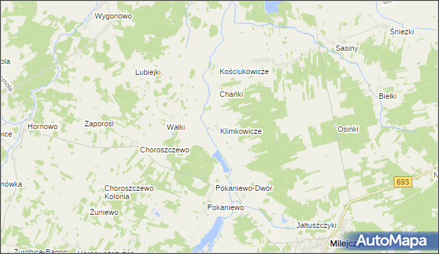 mapa Klimkowicze, Klimkowicze na mapie Targeo