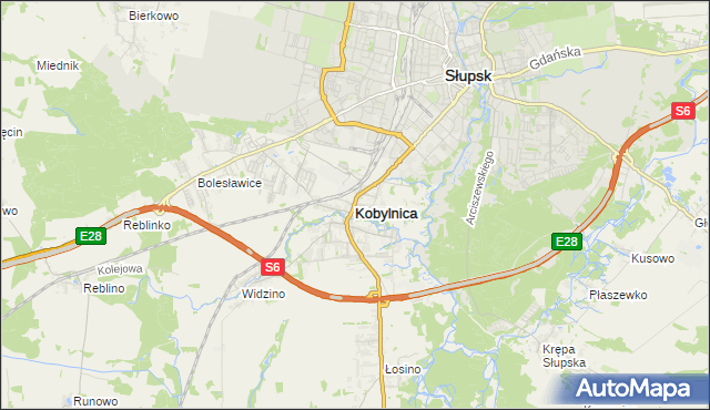 mapa Kobylnica powiat słupski, Kobylnica powiat słupski na mapie Targeo