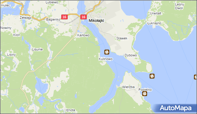 mapa Kulinowo, Kulinowo na mapie Targeo