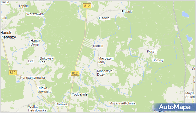 mapa Macoszyn Mały, Macoszyn Mały na mapie Targeo