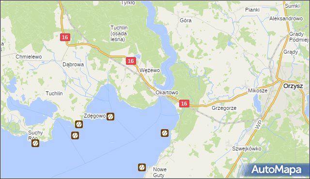 mapa Okartowo, Okartowo na mapie Targeo