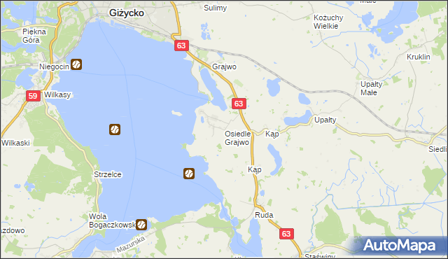 mapa Osiedle Grajwo, Osiedle Grajwo na mapie Targeo