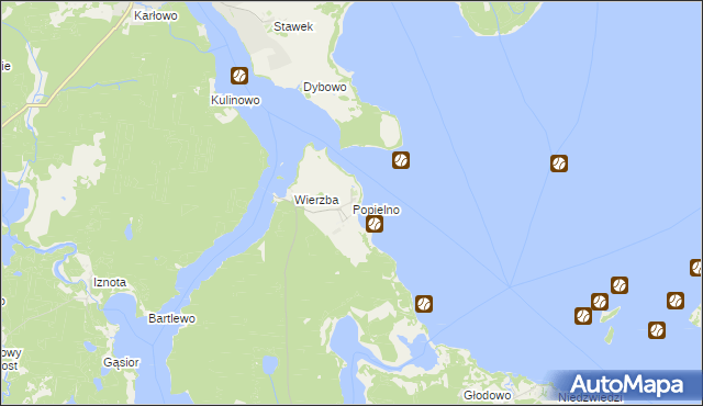 mapa Popielno gmina Ruciane-Nida, Popielno gmina Ruciane-Nida na mapie Targeo