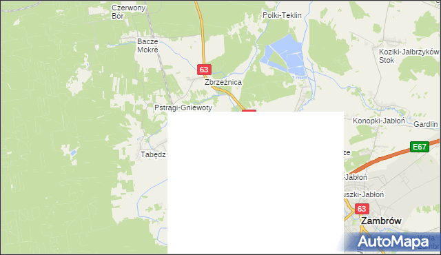 mapa Śledzie gmina Zambrów, Śledzie gmina Zambrów na mapie Targeo