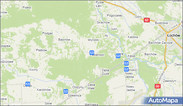 mapa Adampol gmina Jadów, Adampol gmina Jadów na mapie Targeo