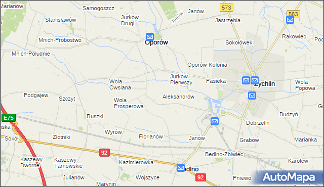 mapa Aleksandrów gmina Żychlin, Aleksandrów gmina Żychlin na mapie Targeo