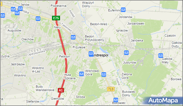 mapa Andrespol, Andrespol na mapie Targeo