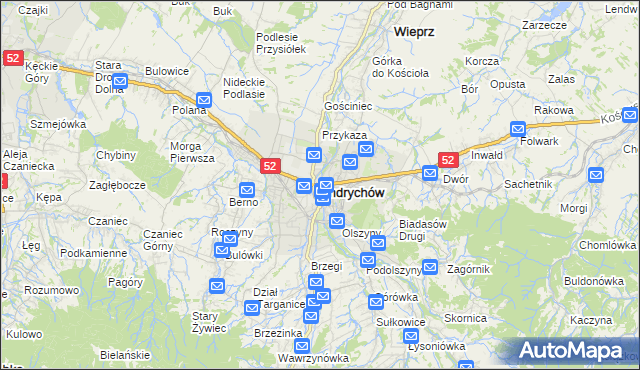 mapa Andrychów, Andrychów na mapie Targeo