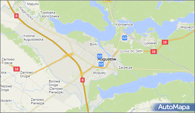 mapa Augustów, Augustów na mapie Targeo