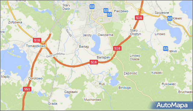 mapa Bartążek, Bartążek na mapie Targeo