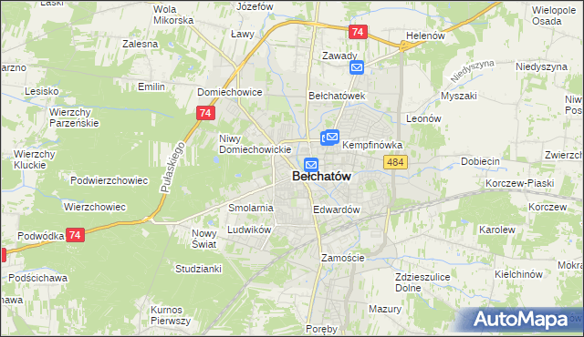 mapa Bełchatów, Bełchatów na mapie Targeo