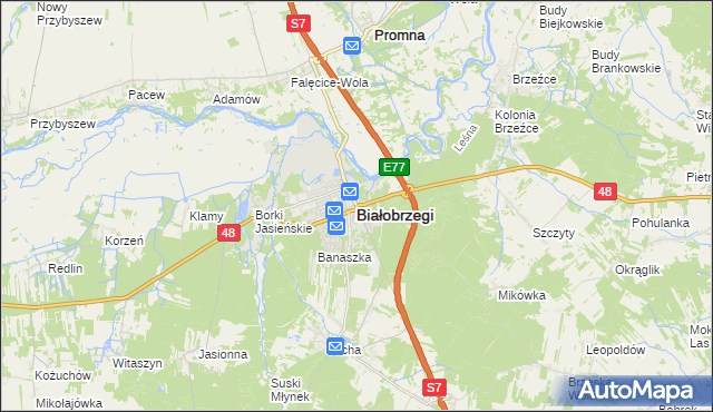mapa Białobrzegi, Białobrzegi na mapie Targeo