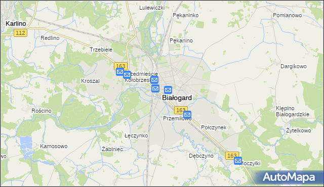 mapa Białogard, Białogard na mapie Targeo