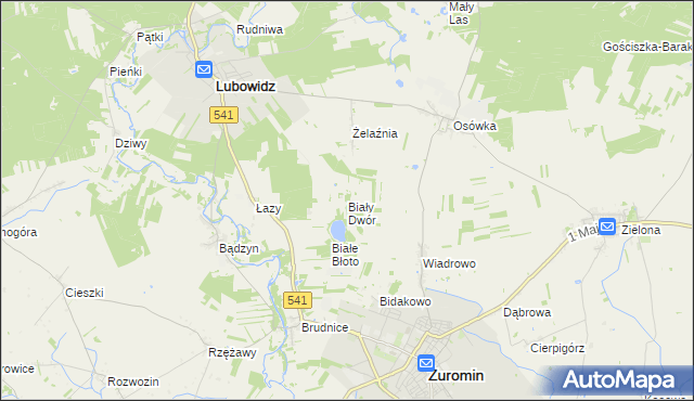 mapa Biały Dwór gmina Lubowidz, Biały Dwór gmina Lubowidz na mapie Targeo