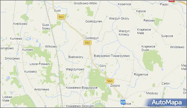 mapa Białyszewo-Towarzystwo, Białyszewo-Towarzystwo na mapie Targeo