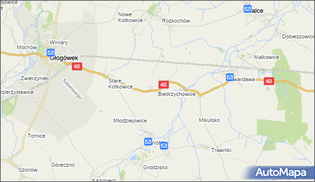 mapa Biedrzychowice gmina Głogówek, Biedrzychowice gmina Głogówek na mapie Targeo