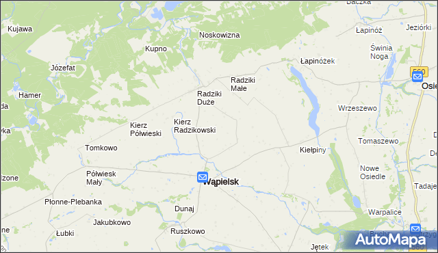 mapa Bielawki gmina Wąpielsk, Bielawki gmina Wąpielsk na mapie Targeo