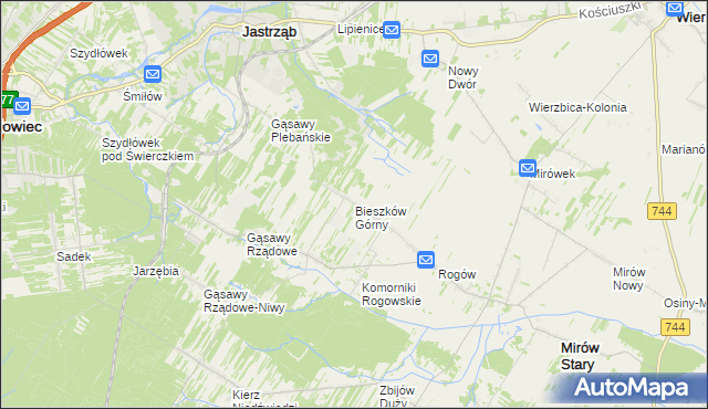mapa Bieszków Górny, Bieszków Górny na mapie Targeo