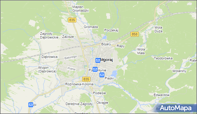 mapa Biłgoraj, Biłgoraj na mapie Targeo