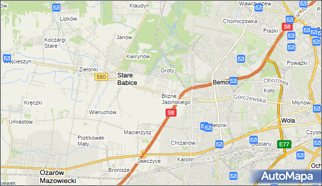 mapa Blizne Jasińskiego, Blizne Jasińskiego na mapie Targeo