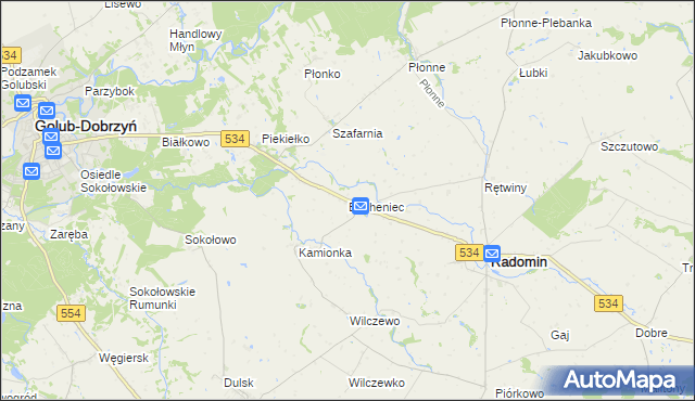 mapa Bocheniec gmina Radomin, Bocheniec gmina Radomin na mapie Targeo