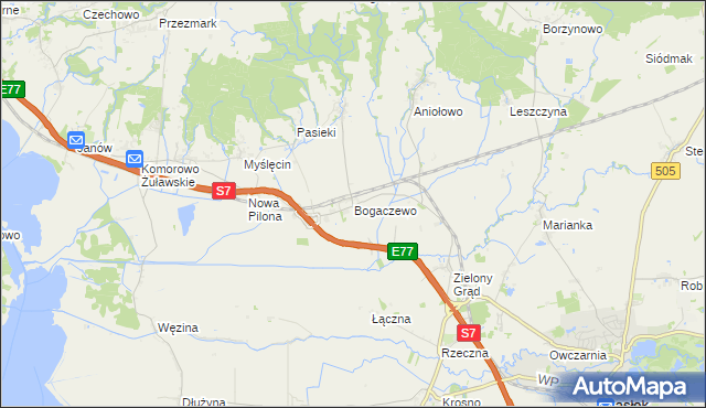 mapa Bogaczewo gmina Elbląg, Bogaczewo gmina Elbląg na mapie Targeo