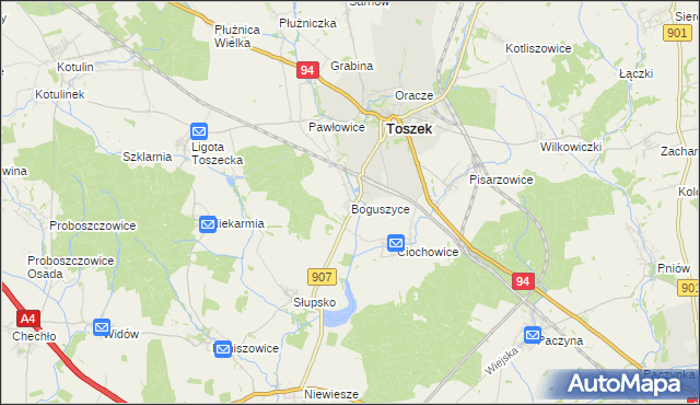 mapa Boguszyce gmina Toszek, Boguszyce gmina Toszek na mapie Targeo
