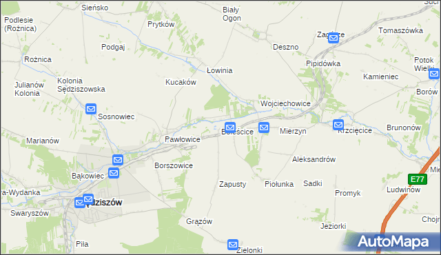 mapa Boleścice, Boleścice na mapie Targeo