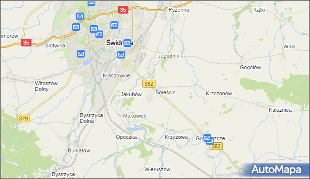 mapa Boleścin gmina Świdnica, Boleścin gmina Świdnica na mapie Targeo