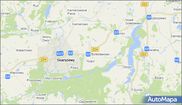 mapa Bolesławowo gmina Skarszewy, Bolesławowo gmina Skarszewy na mapie Targeo
