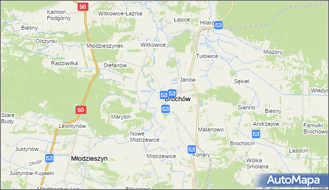 mapa Brochów powiat sochaczewski, Brochów powiat sochaczewski na mapie Targeo