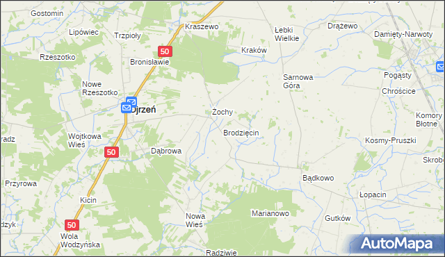 mapa Brodzięcin, Brodzięcin na mapie Targeo