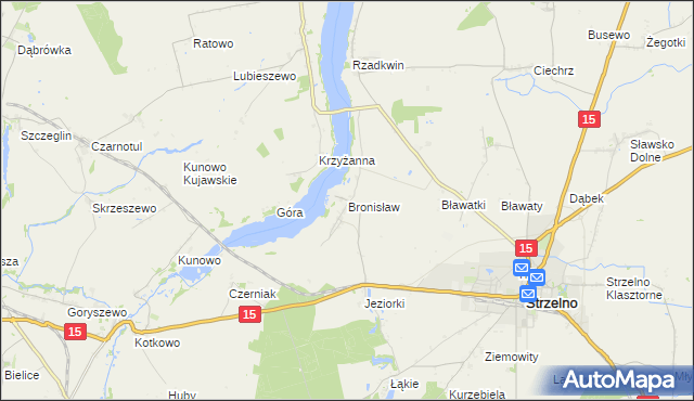 mapa Bronisław gmina Strzelno, Bronisław gmina Strzelno na mapie Targeo