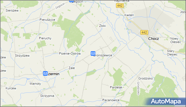 mapa Broniszewice, Broniszewice na mapie Targeo
