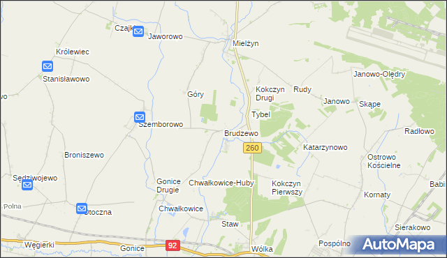 mapa Brudzewo gmina Strzałkowo, Brudzewo gmina Strzałkowo na mapie Targeo