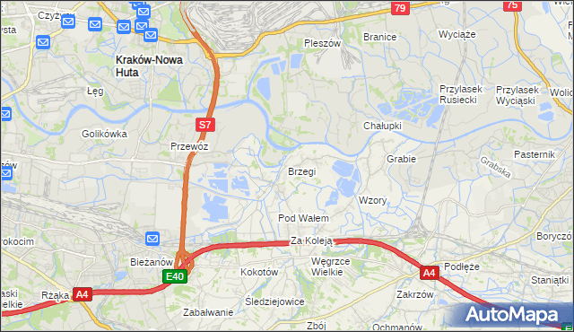 mapa Brzegi gmina Wieliczka, Brzegi gmina Wieliczka na mapie Targeo