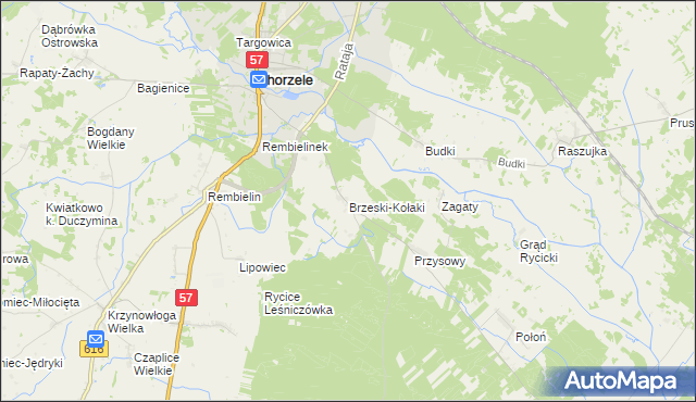 mapa Brzeski-Kołaki, Brzeski-Kołaki na mapie Targeo