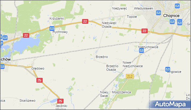 mapa Brzeźno gmina Człuchów, Brzeźno gmina Człuchów na mapie Targeo