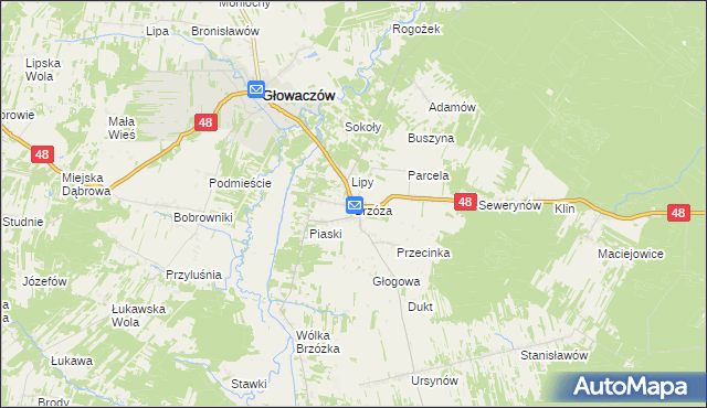 mapa Brzóza, Brzóza na mapie Targeo