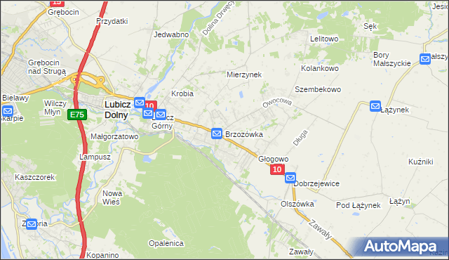 mapa Brzozówka gmina Obrowo, Brzozówka gmina Obrowo na mapie Targeo