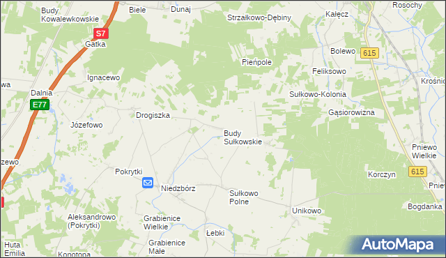 mapa Budy Sułkowskie gmina Strzegowo, Budy Sułkowskie gmina Strzegowo na mapie Targeo