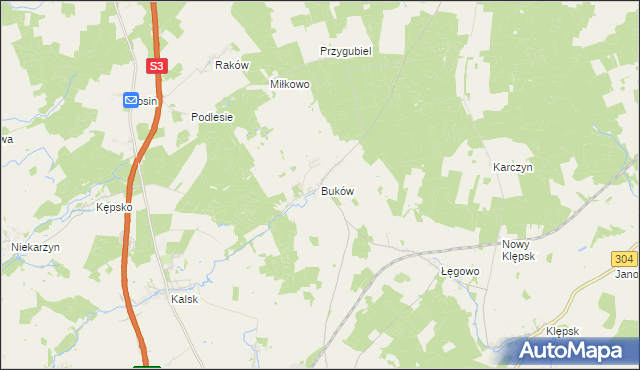 mapa Buków gmina Sulechów, Buków gmina Sulechów na mapie Targeo