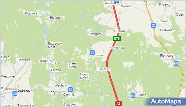 mapa Buśnia, Buśnia na mapie Targeo